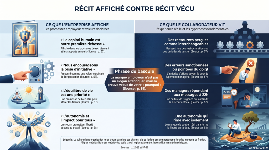 Infographie NéoVista comparant la promesse employeur affichée et l'expérience réellement vécue
